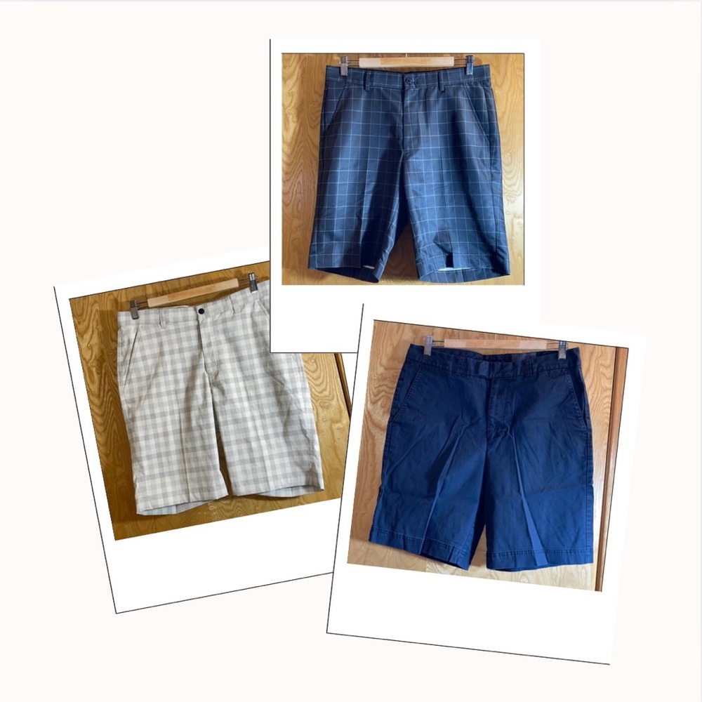 Men's 3 Pairs Size 32 Shorts Bundle Greg Norman x 2, Joe Fresh, plaid, golf
